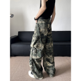 重工水洗晕染迷彩工装裤男潮牌休闲高街多口袋宽松微喇直筒P68，男装休闲裤，星座410-6（原星座1304-1）