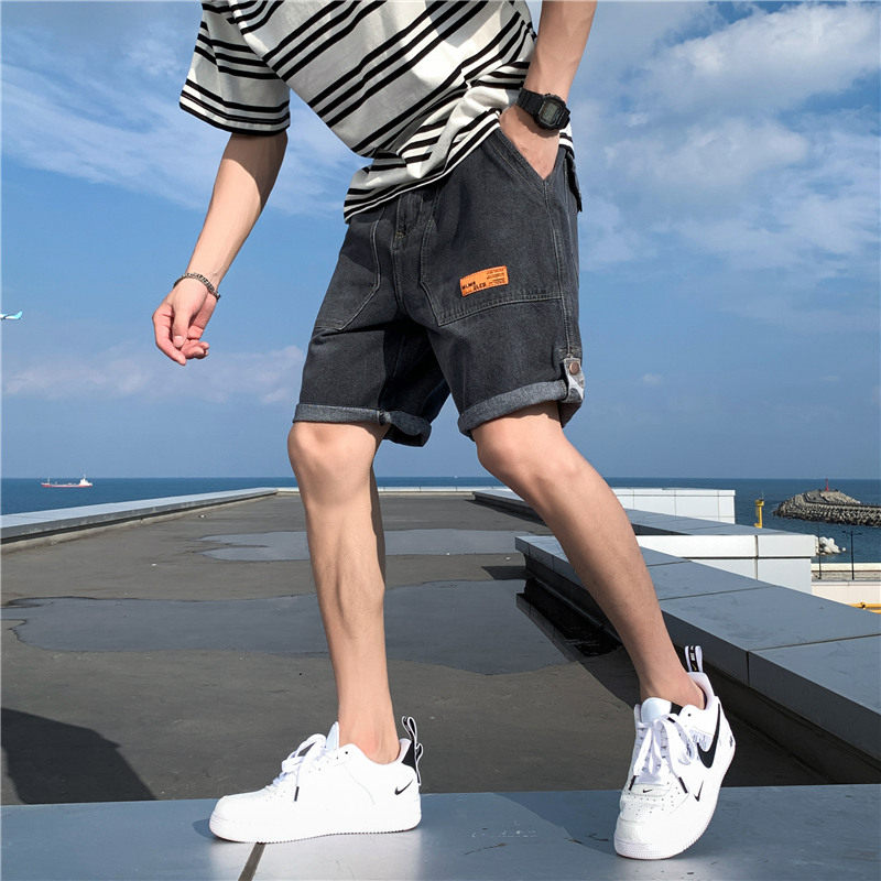 夏季新款日系大码休闲工装宽松男牛仔短裤五分裤D图片