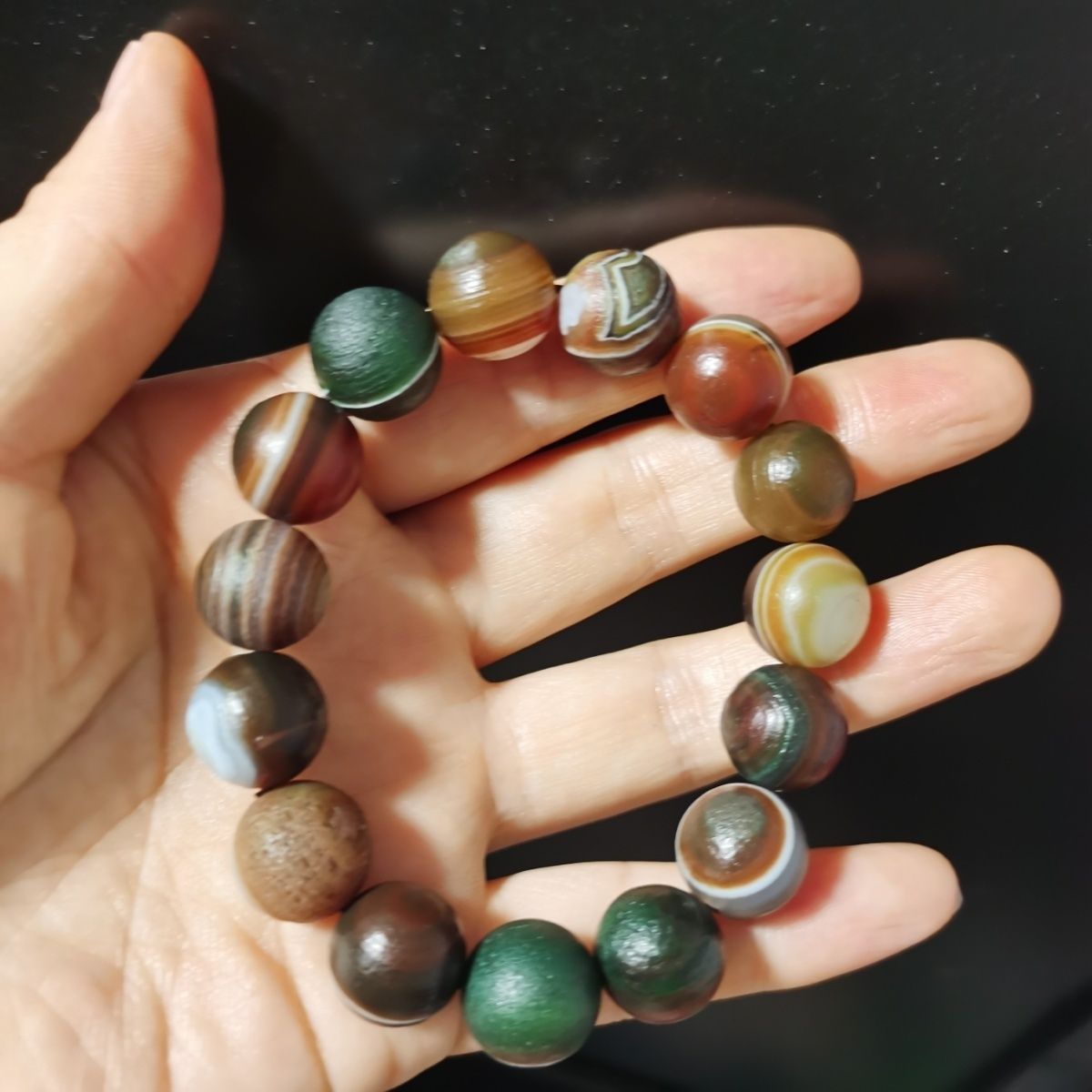 天然阿拉善玛瑙石手串戈壁石奇石花眼缠眼眼睛石手链玛瑙风化原石