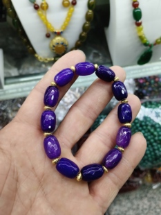 天然正品紫杉醇玛瑙手链切面男女手串高档玉石紫色玛瑙手串桶珠