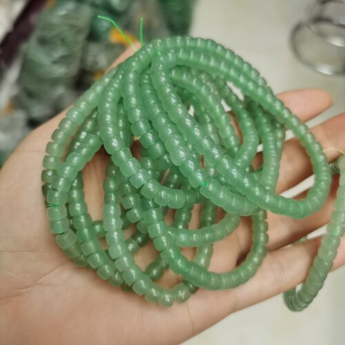 天然东陵玉直切手链男女情侣玉石手串4x6直切桶珠手链绿东陵手饰