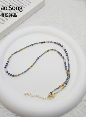 复古天然石串珠项链女ins高级感