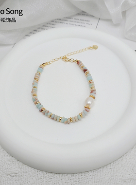手链女天然石串珠珍珠小众手饰
