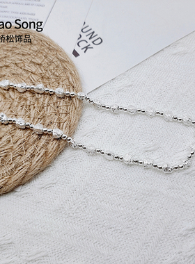 碎银项链女螺纹陨石串珠锁骨链