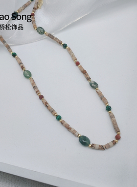 中古天然石串珠项链女轻奢小众