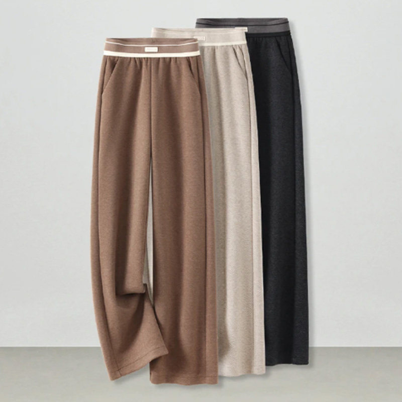 啄木鸟休闲高腰气质阔腿裤女秋冬季2025韩版新款加厚保暖长裤潮