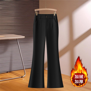 裤 啄木鸟爆款 加绒气质微喇西装 子秋冬高腰显瘦休闲女裤 九分喇叭裤