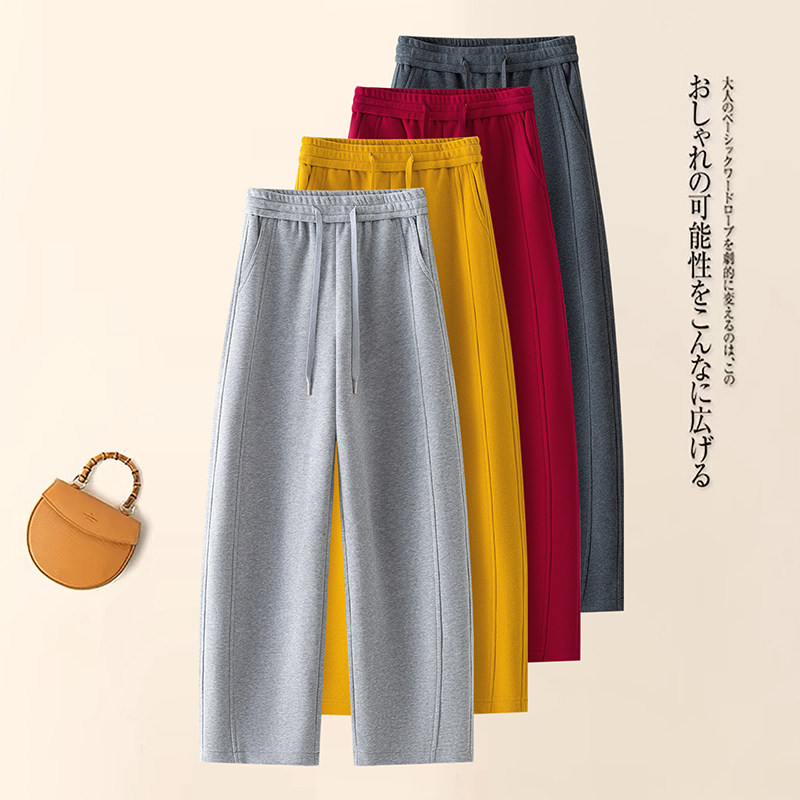 啄木鸟运动裤女春秋季2026新款窄版时尚卫裤直筒休闲香蕉阔腿裤子