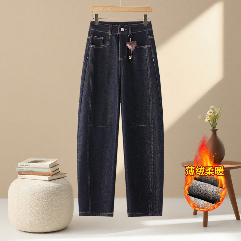 啄木鸟加绒牛仔裤女冬季宽松显瘦弯刀裤2025新款保暖加厚直筒裤,女装/女士精品,牛仔裤,淘宝优惠券,粉丝福利购,淘宝优惠卷