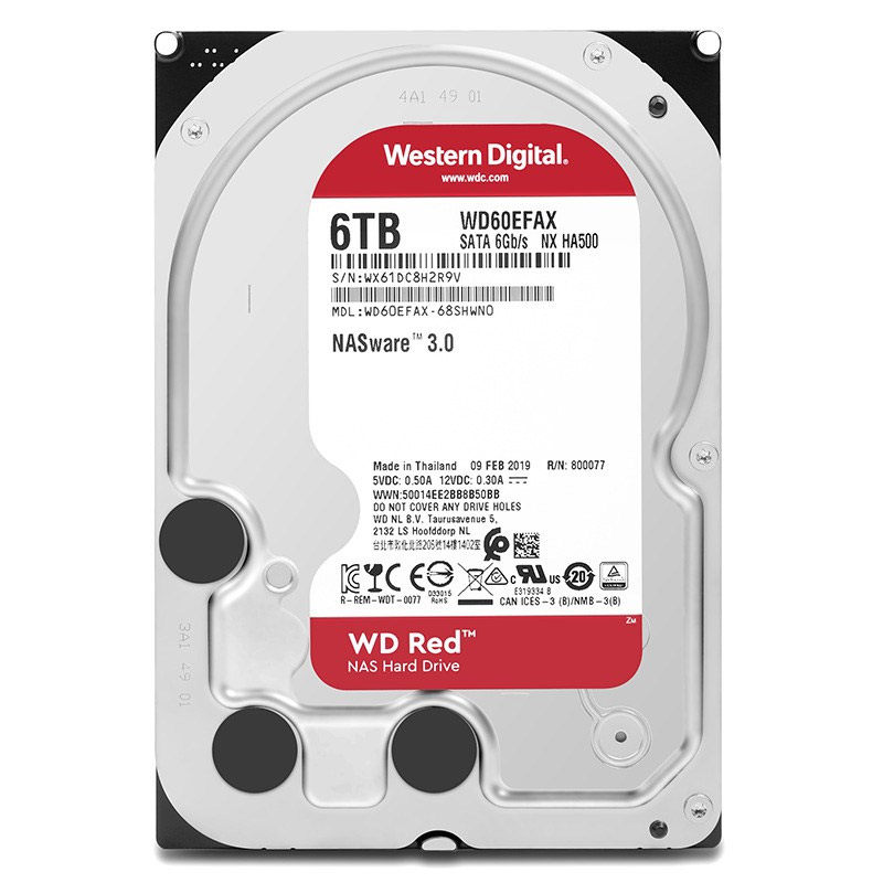 WD/西部数据 6TB NAS硬盘 红盘Red网络储存SATA 3.5英寸 WD60EFAX