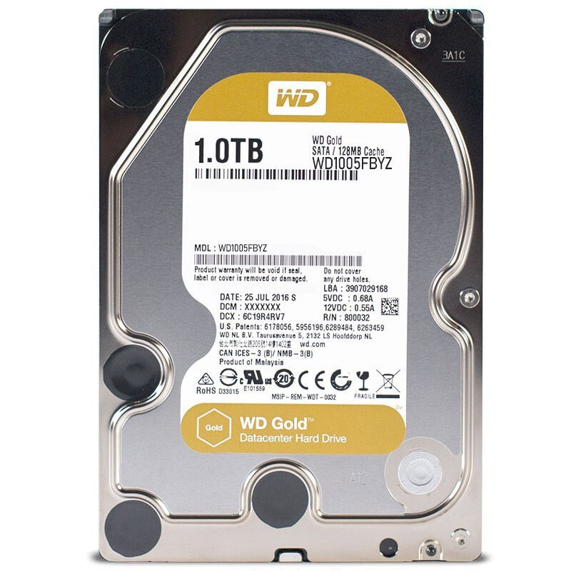 全新西数金盘 1TB 7200转 SATA 3.5英寸企业级 WD1005FBYZ