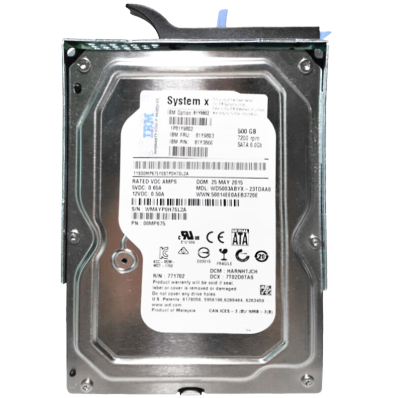 IBM 500G 7.2K SATA X3100 X3250M5 M6易插拔硬盘 81Y9802
