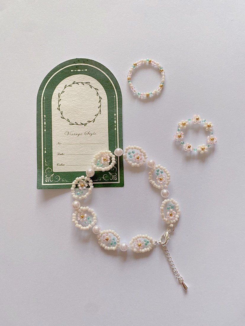 草莓海盐 小众设计ins碎花小清新戒指手链简约百搭diy自制材料包,饰品/流行首饰/时尚饰品新,手链,淘宝优惠券,粉丝福利购,淘宝优惠卷