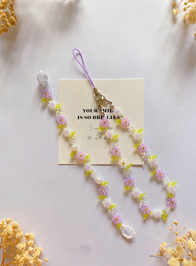 葡萄汽水 春夏新款手工串珠少女心高级感手机链小清新百搭手链