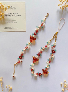 糖炒栗子 2025秋冬新款手工制作串珠手链时尚复古百搭饰品手机链