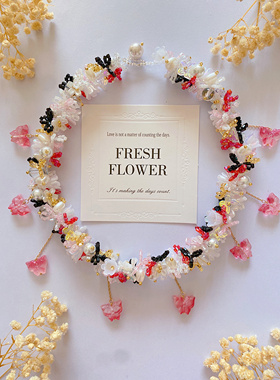 玫瑰彼岸  2025春夏新款原创手作自制串珠手链小清新公主风手机链