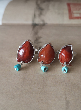 [观心]南红玛瑙小寿桃手工戒指