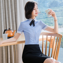 前台服务员工作服短袖夏装饭店衬衫1