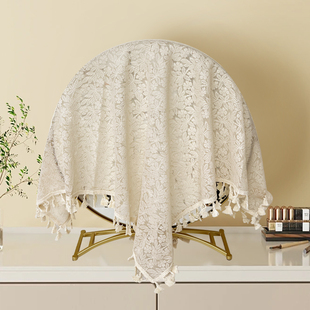 新款梳妆台镜子遮挡帘盖布遮尘布欧式圆形防尘布云朵化妆镜万能盖