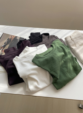 软糯亲肤~纯色圆领长袖t女！秋冬百搭显白弹力修身内搭上衣打底衫