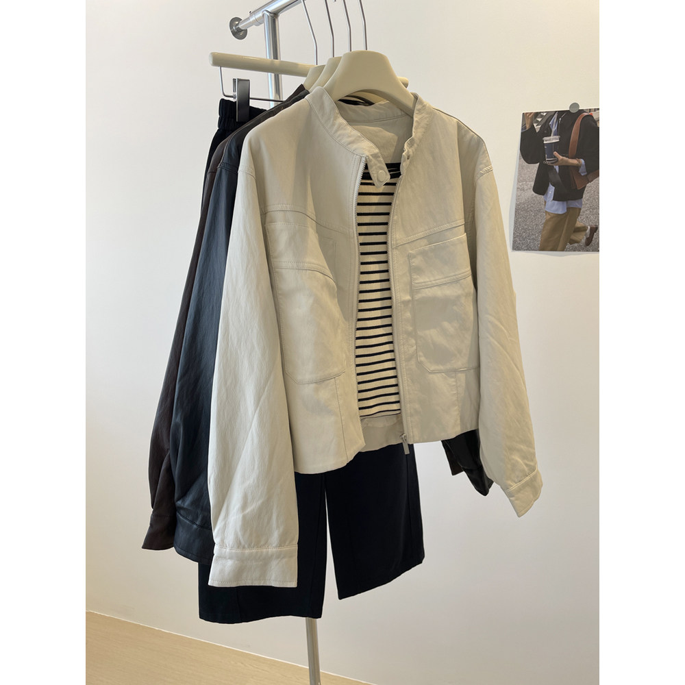 韩系小个子立领皮衣小外套女！秋季洋气百搭显瘦短款休闲机车夹克,女装/女士精品,皮衣,淘宝优惠券,粉丝福利购,淘宝优惠卷