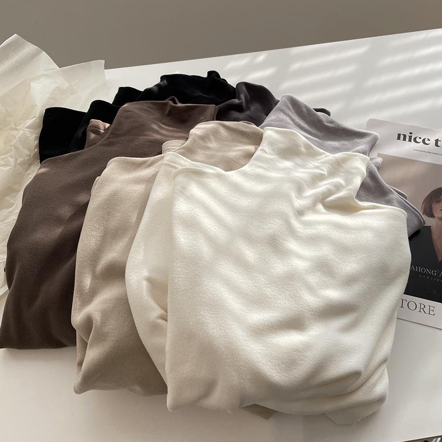 内里磨毛绒~半高领绵羊毛打底衫