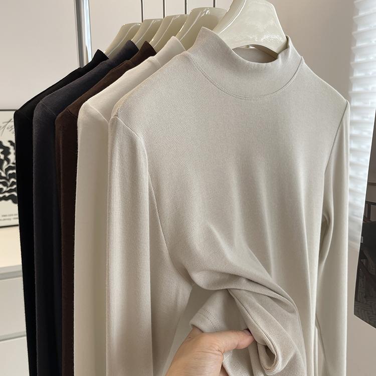 软绵绵~小立领打底衫内搭长袖