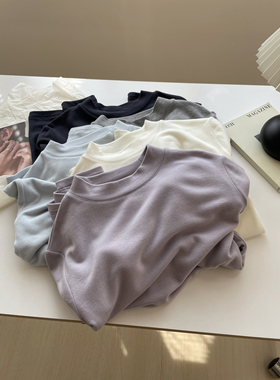 羊绒手感~小立领打底衫女！秋冬软糯百搭纯色显瘦半高领内搭长袖t