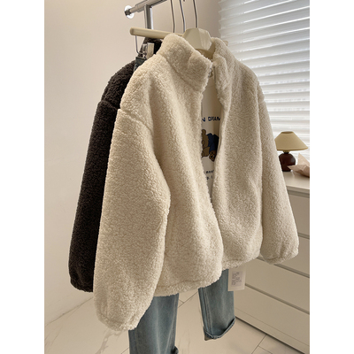 氛围感~立领毛毛外套休闲夹克