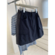 口袋休闲半身裙 夏防走光高腰显腿长a字裙裤 复古深蓝色工装 短裙女