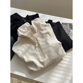 2024秋冬显瘦半拉链正肩长袖 双面澳绒 锁温保暖立领打底衫 卫衣