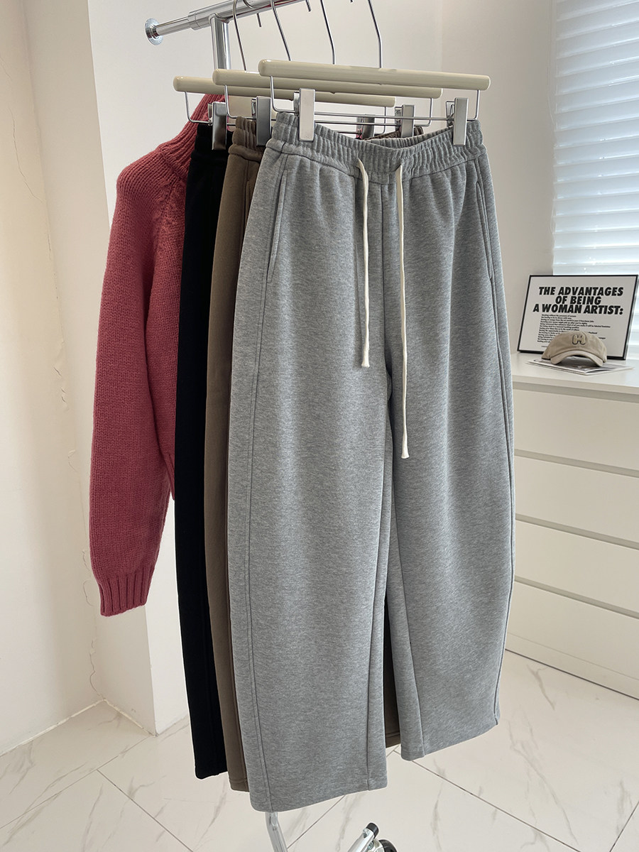 灰色加绒弯刀休闲裤！冬季加厚高腰显瘦宽松阔腿运动长裤香蕉裤女,女装/女士精品,休闲裤,淘宝优惠券,粉丝福利购,淘宝优惠卷