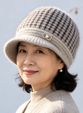 冬季妈妈加绒护耳针织帽