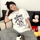 21支纯棉 T恤韩系 慵懒宽松卡通印花短袖 210克100%棉 夏装