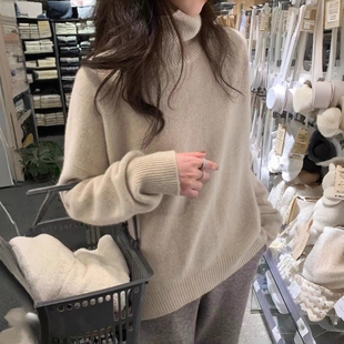 加厚高领毛衣内搭女2025新款冬季宽松慵懒风针织打底衫上衣