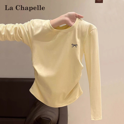 拉夏贝尔蝴蝶结刺绣打底衫女内搭