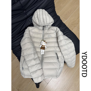 美式 防风抗寒连帽棉衣潮袄子 复古浅灰色排骨轻薄棉服外套男女冬季