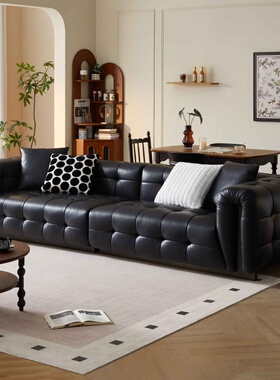 全友家居门店同款 复古风 205019 头层全真牛皮一字型直排皮沙发