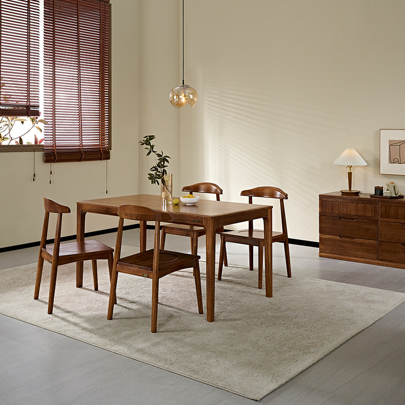 全友家居 家具 森林木语II系列 803605 实木长餐桌 餐椅 东方风