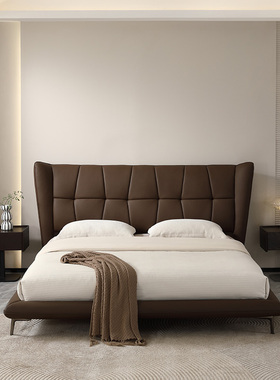 全友家居家具家私正品 98028H软包头层牛皮双人真皮皮艺婚床1.8米