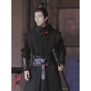 影视装魏晋风宋朝架空朝代男士棉麻黑色武侠侠客刀剑客黑衣人古装