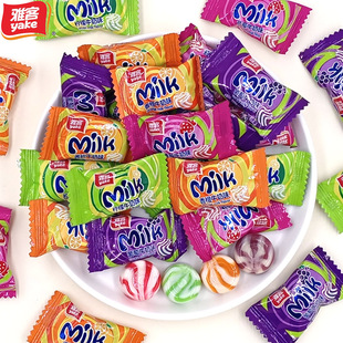 雅客牛奶味水果糖混合味硬糖散装混合水果味零食糖果年货