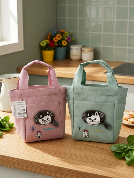 多侧袋手提托特包 猫咪贴布刺绣,箱包皮具/热销女包/男包,通用款女包,淘宝优惠券,粉丝福利购,淘宝优惠卷