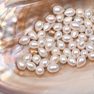 纯天然淡水真珍珠单颗散珠配对吊坠半孔极光DIY项链手链材料简约