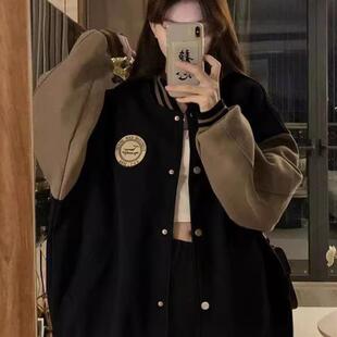 美式棒球服外套少女春秋冬2026新款初中高中学生夹棉减龄时尚ins