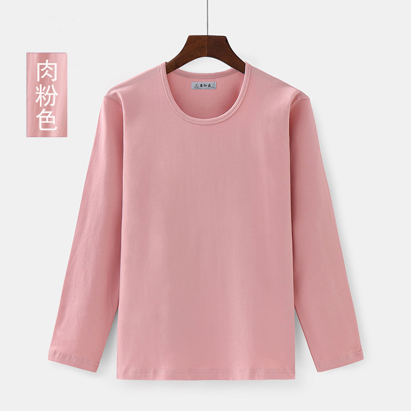 女士全棉圆领秋衣纯棉低领单件上衣莱卡棉薄款棉毛衫加大码内衣