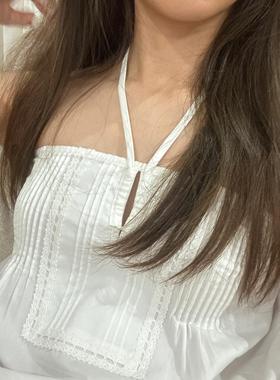Braandy girl bm风白色辣妹挂脖吊带背心夏性感抹胸修身显瘦上衣
