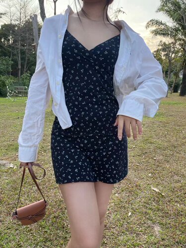 V领美式辣妹bm吊带连衣裙
