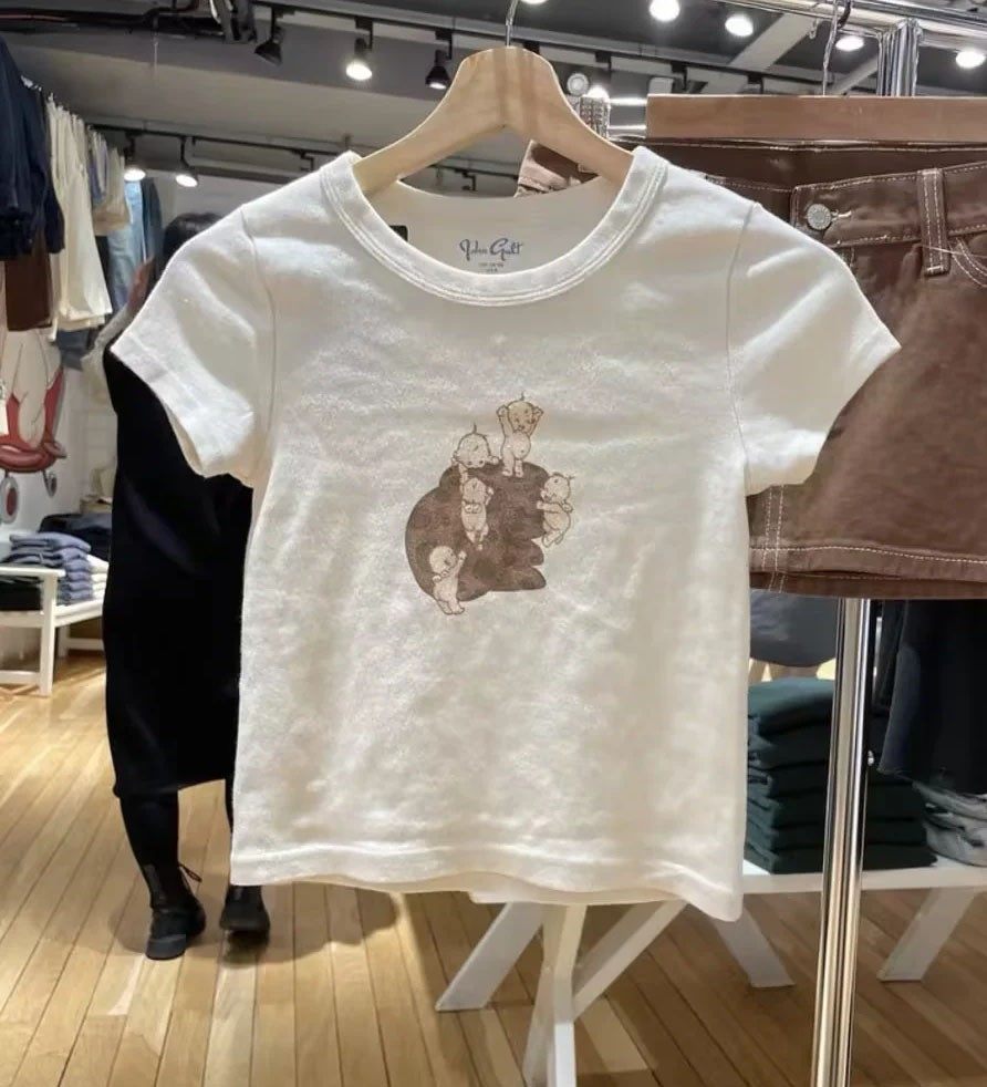 天使印花纯棉短袖夏季