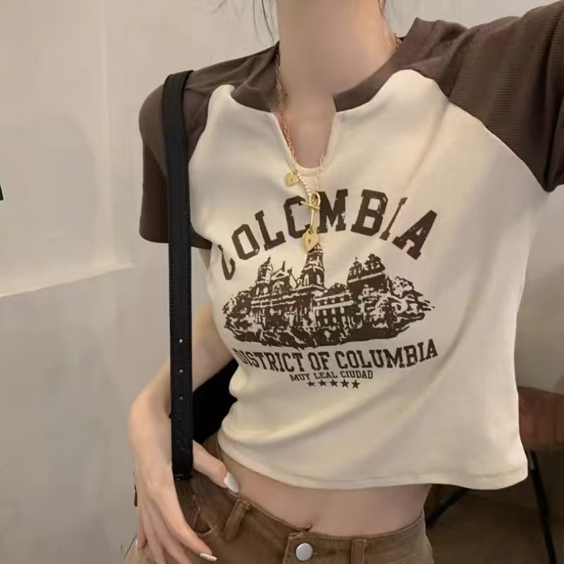 甜辣短款上衣设计感小众短袖T恤